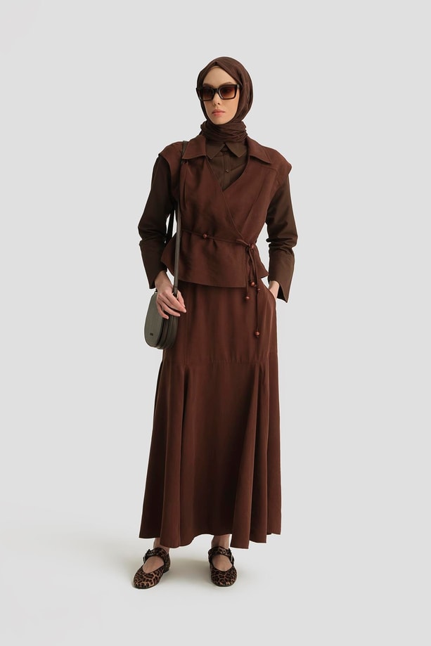 Armine Boncuk Detaylı Yelek 25Y4503 Açık Kahve