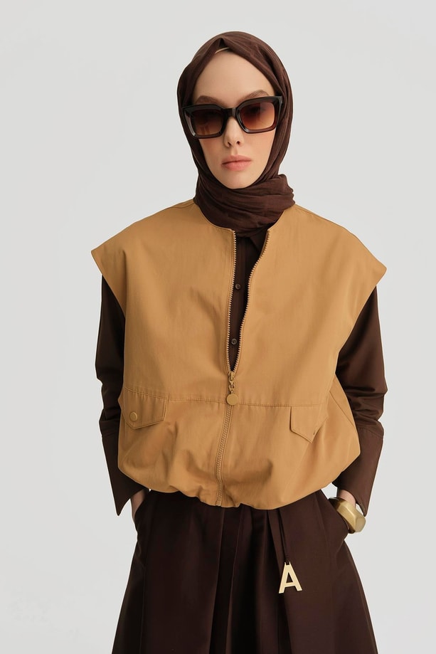 Armine Bomber Yelek 25Y4504 Sahra