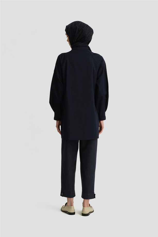 Armine Kolu Plili Hakim Yaka Tunik 25Y4612 Lacivert