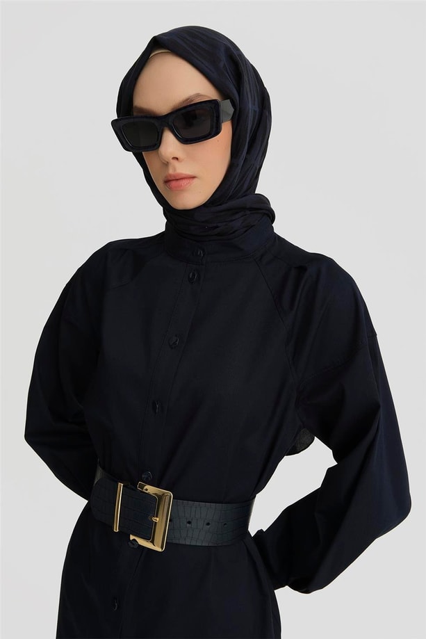 Armine Kolu Plili Hakim Yaka Tunik 25Y4612 Lacivert