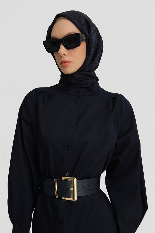 Armine Kolu Plili Hakim Yaka Tunik 25Y4612 Lacivert