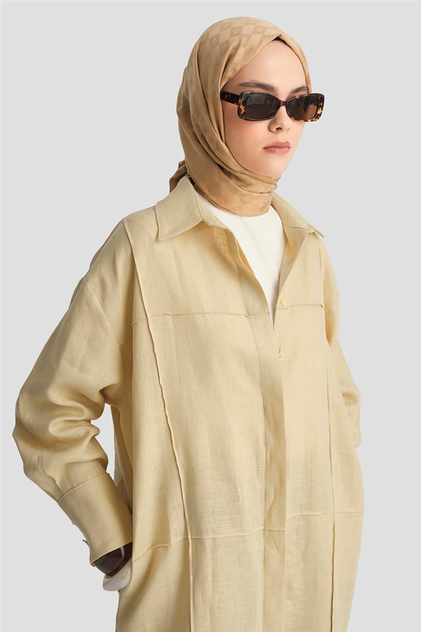 Armine Nervür Dikişli Tunik Elbise 25Y4625 Limon