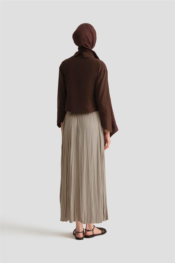 Armine Kırışık Saten Etek  25YH5601 Taş