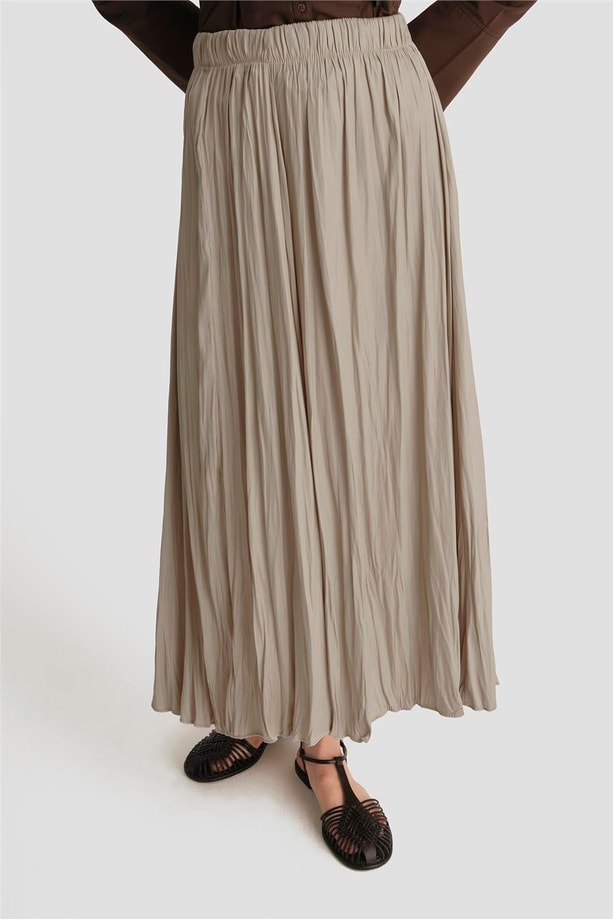 Armine Kırışık Saten Etek  25YH5601 Taş