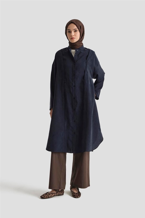 Armine Tencel Tunik Elbise 25YD5800 Lacivert