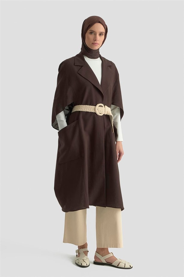 Armine düğme Detaylı Oversize Giy Çık 25Y5808 Kakao