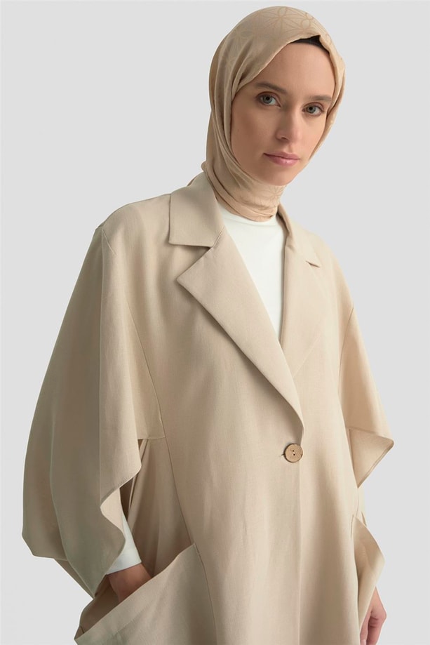 Armine düğme Detaylı Oversize Giy Çık 25Y5808 Taş