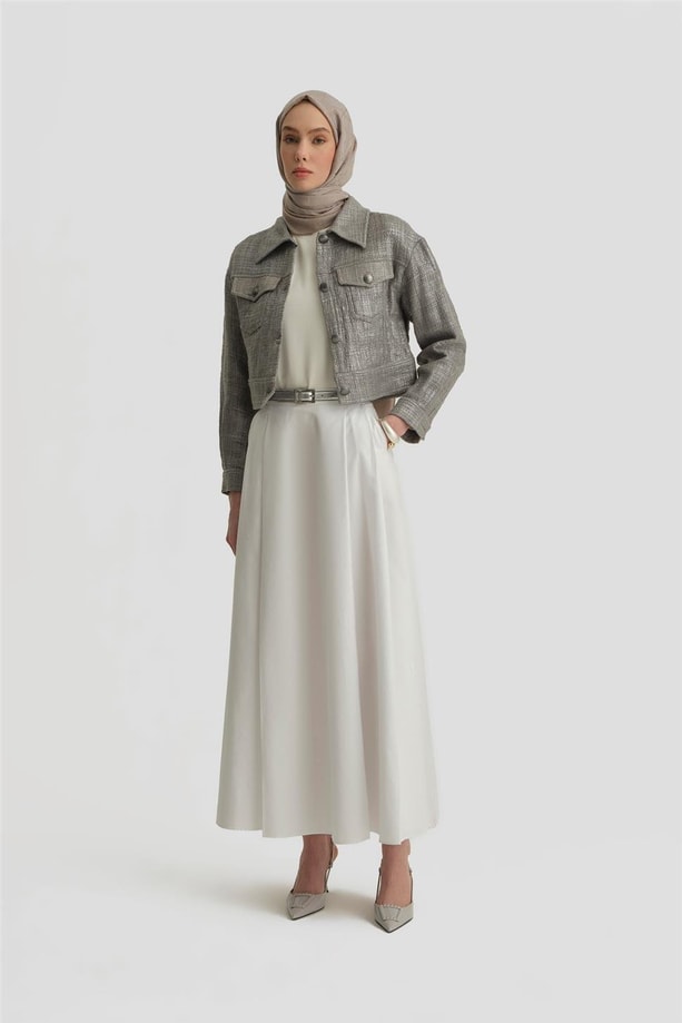 Armine Parlak Baskılı Tivit Ceket 25Y5900 Gri