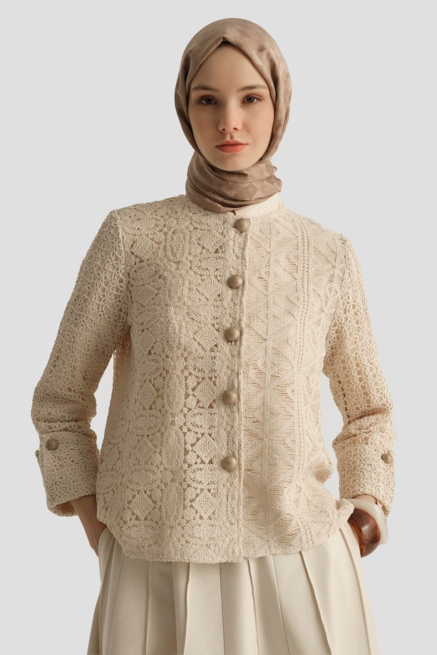 Armine Natural Brode Ceket 25Y5904 Naturel