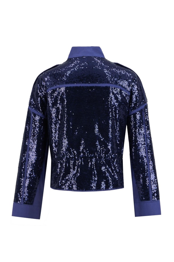 Armine Kumaş Mixli Payetli Ceket 25Y5916 Puslu Mor