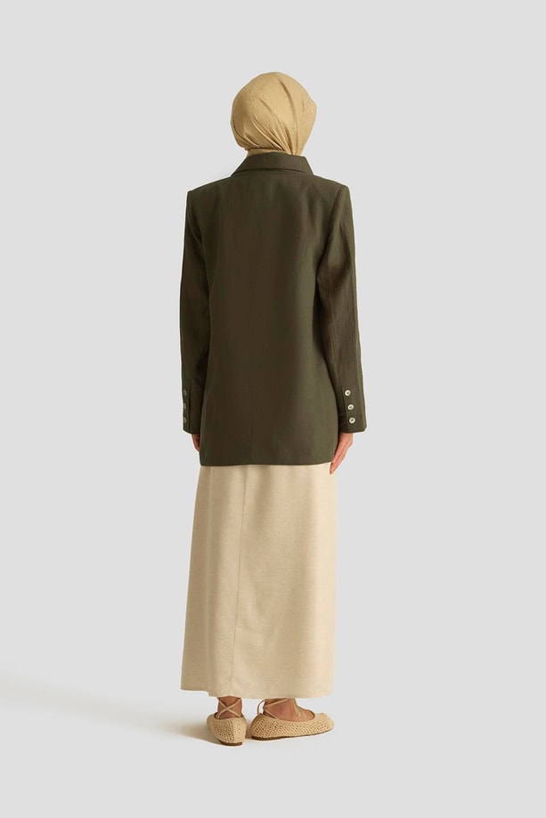 Armine Kruvaze Keten Ceket 25Y5917 Haki