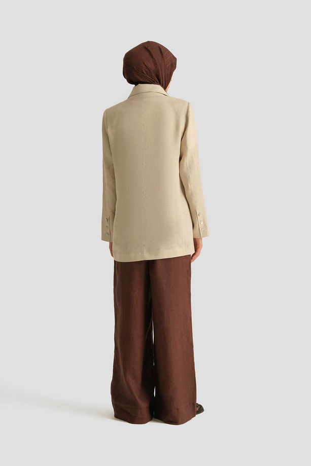 Armine Kruvaze Keten Ceket 25Y5917 Taş