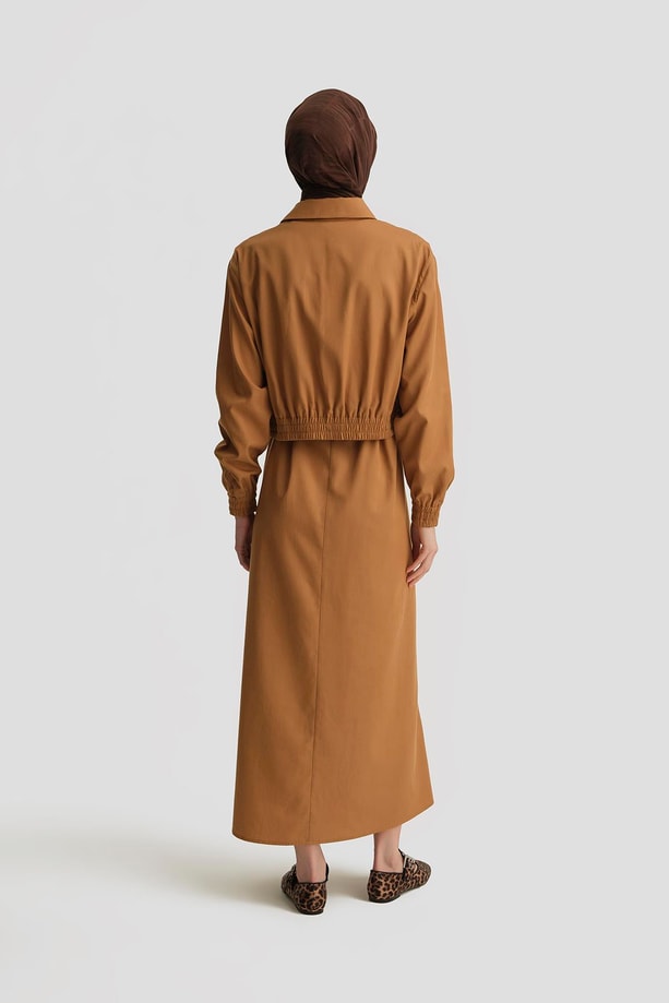 Armine İçi Elbiseli Bomber Ceketli Takım 25Y6001 Taba