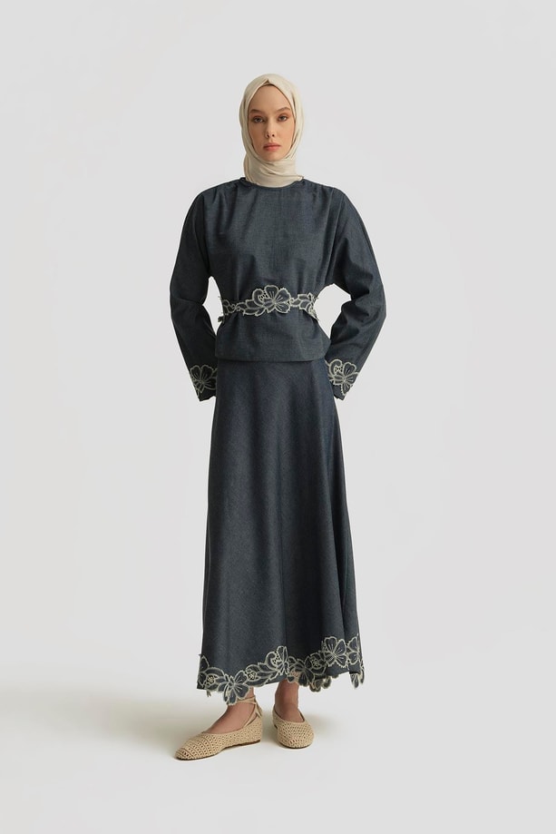 Armine Brode Detaylı Denim Takım 25Y6006 Lacivert