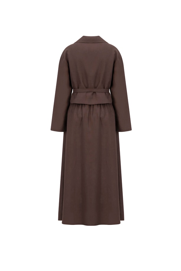 Armine Kruvaze Detaylı Keten Takım 25Y6011 Kahverengi