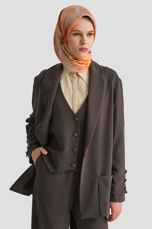 Armine Erkek Yaka Leopar Garnili 3 ' Lü Takım 25Y6022 Kahverengi