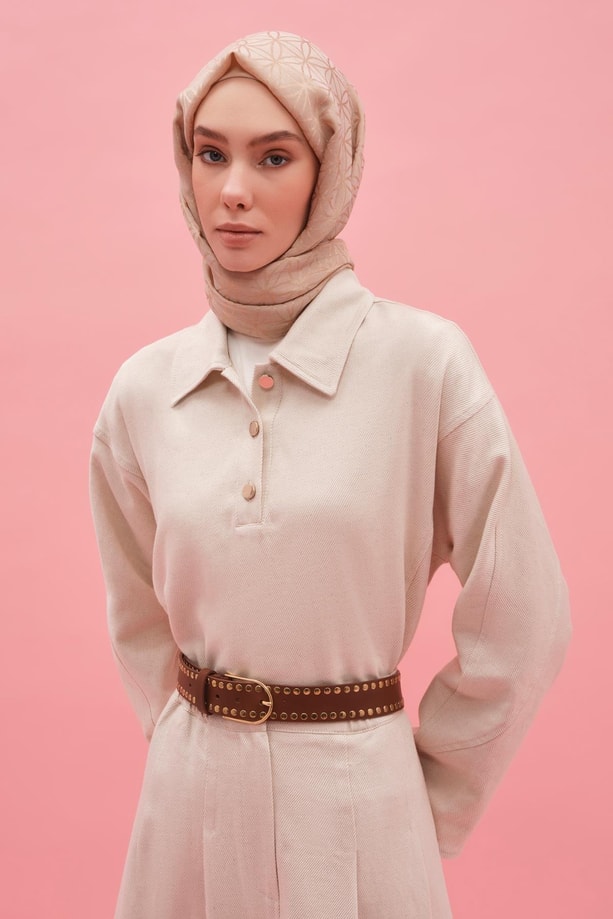 Armine Kuplu Ham Denim Takım 25Y6025 Naturel