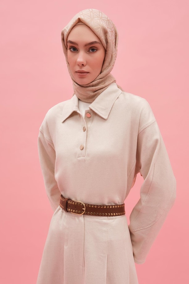 Armine Kuplu Ham Denim Takım 25Y6025 Naturel