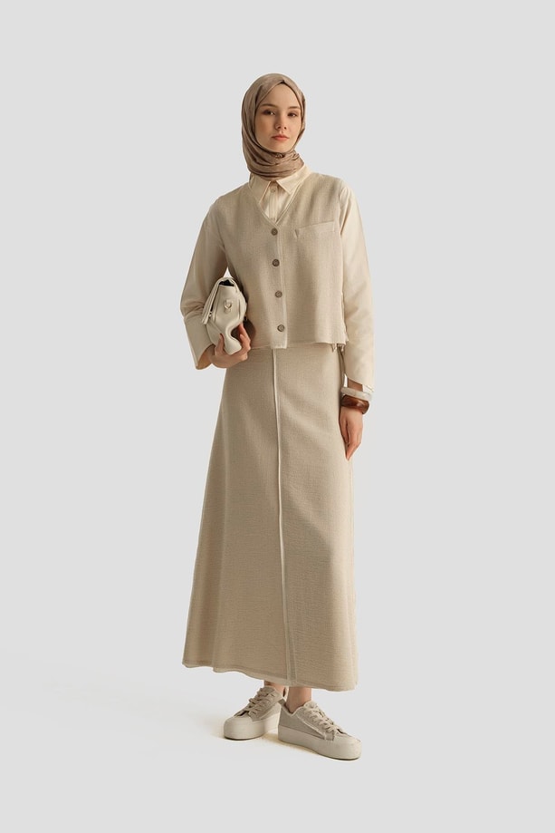 Armine Hasır Dokulu Yelekli Takım 25Y6028 Aytaşı