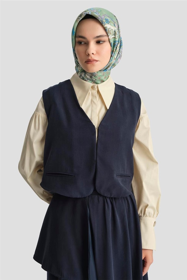 Armine Yelekli 2 Li Tencel Takım 25Y6050 Lacivert
