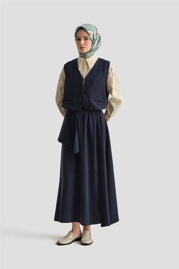 Armine Yelekli 2 Li Tencel Takım 25Y6050 Lacivert