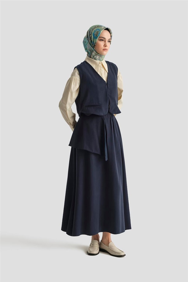 Armine Yelekli 2 Li Tencel Takım 25Y6050 Lacivert
