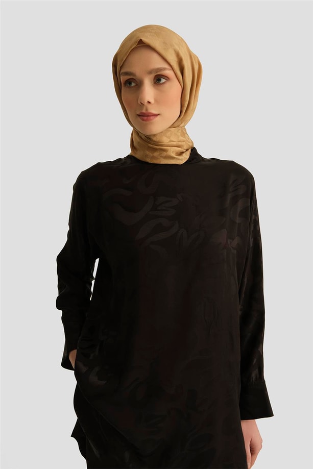 Armine Saten Desenli Takım 25YT627 Siyah