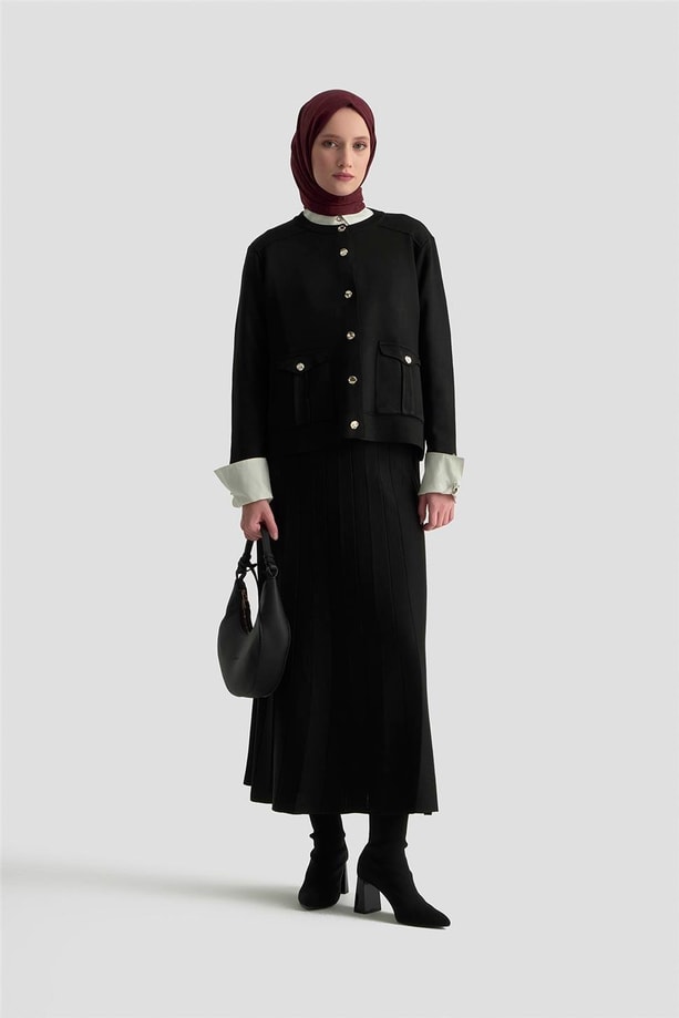 Armine Trend Hırka Etek Triko Takım 25KTD6120 Siyah