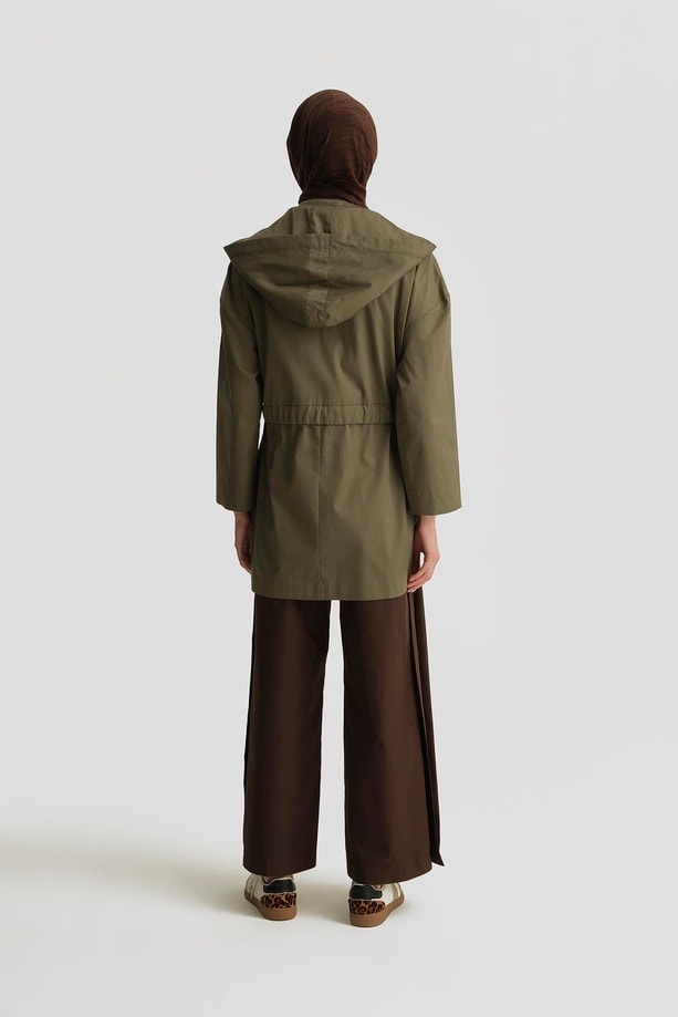 Armine Seyyar Kapüşonlu Pamuk Kap 25Y7802 Haki