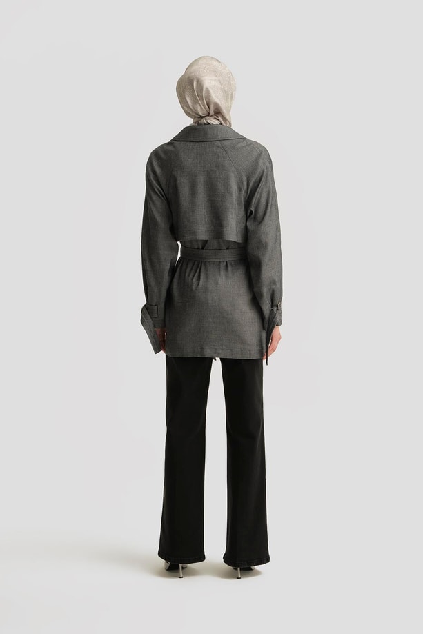 Armine Allerli Keten Denim Trençkot 25Y7804 İndigo