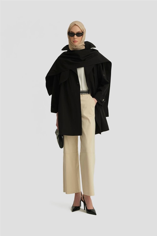 Armine Atkı Detaylı Trençkot 25Y7805 Siyah