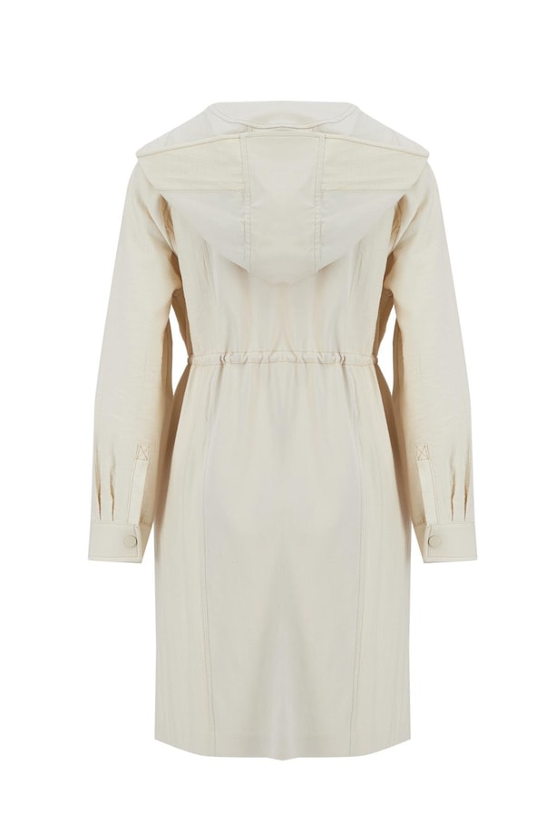 Armine Kapüşonlu Garnili Beli Bağcıklı Kap 25Y7812 Naturel