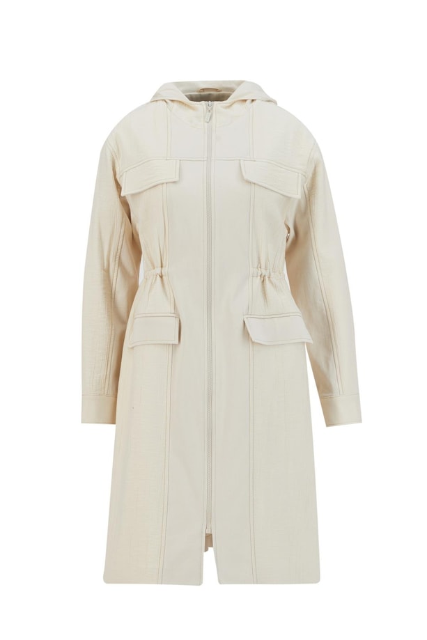 Armine Kapüşonlu Garnili Beli Bağcıklı Kap 25Y7812 Naturel