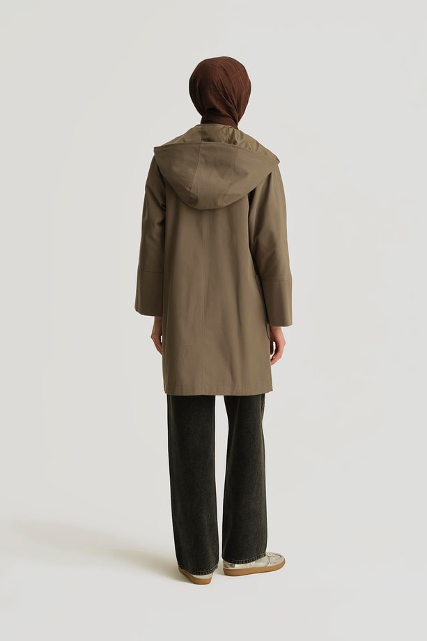 Armine Kapüşonlu Kruvaze Kap 25Y7814 Haki