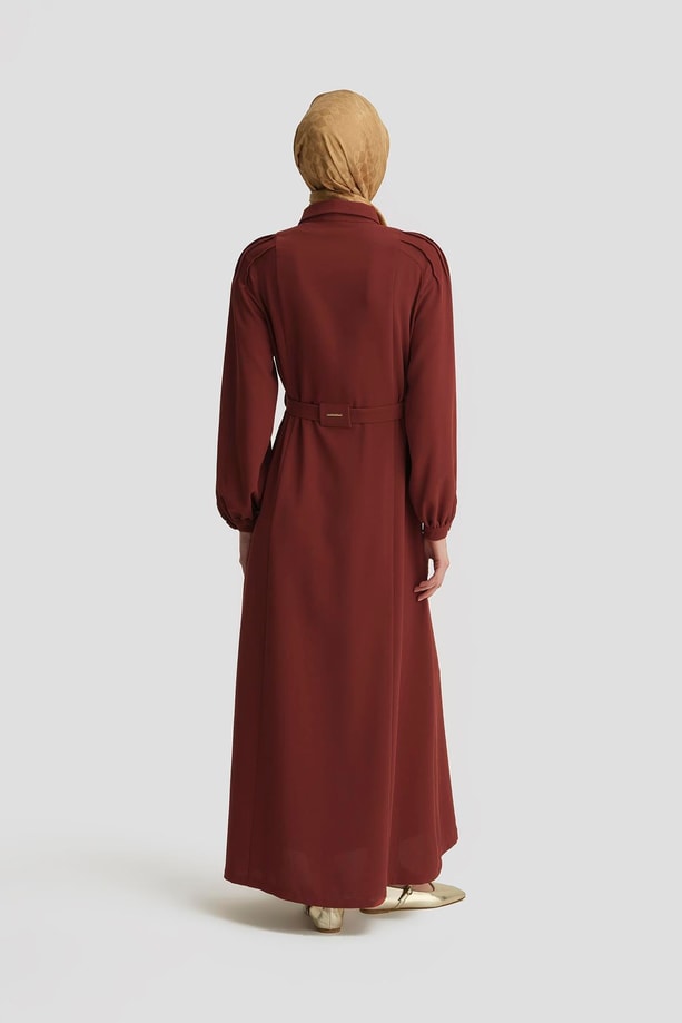 Armine Omzu Nervürlü Pardesü 25Y8208 Koyu Kırmızı