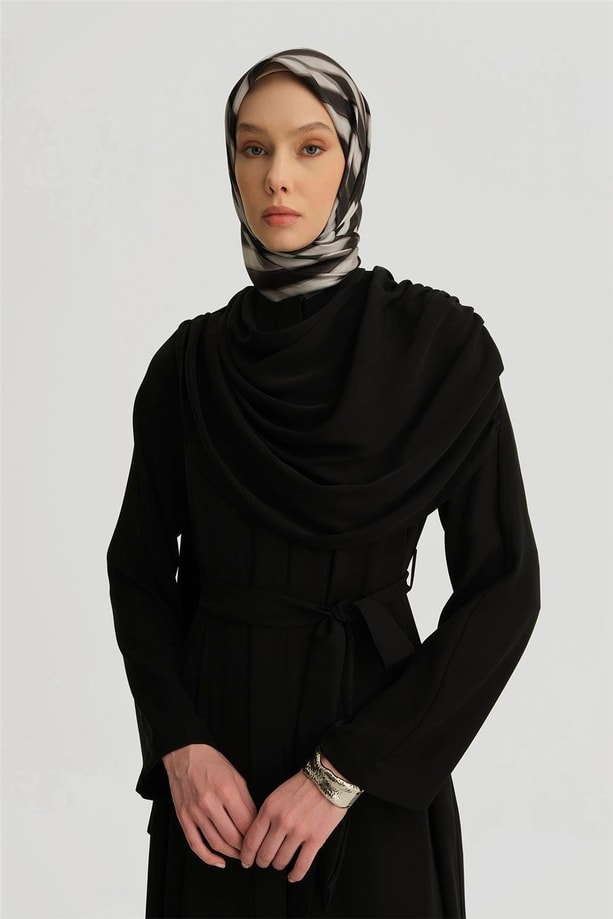 Armine Şal Detaylı Ferace 25Y8304 Siyah