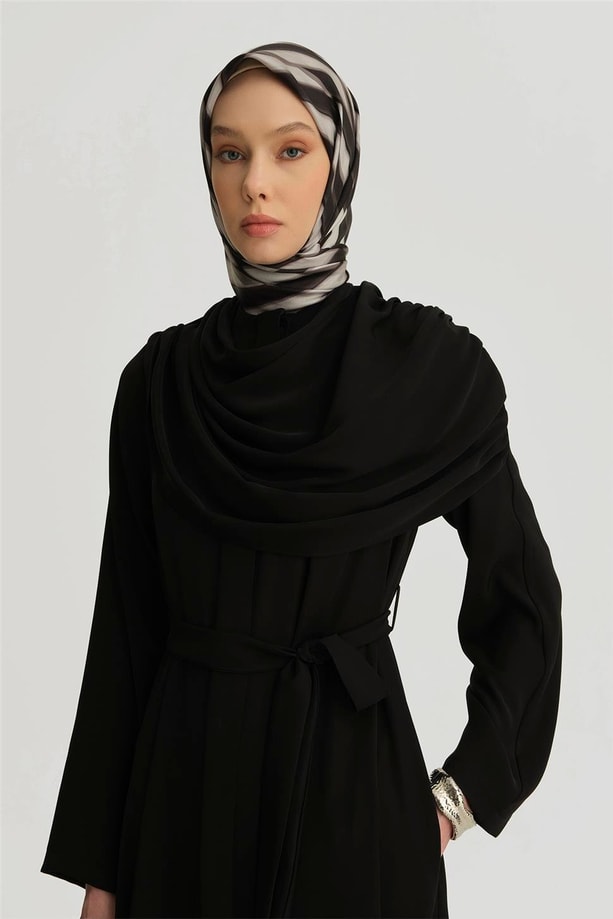 Armine Şal Detaylı Ferace 25Y8304 Siyah