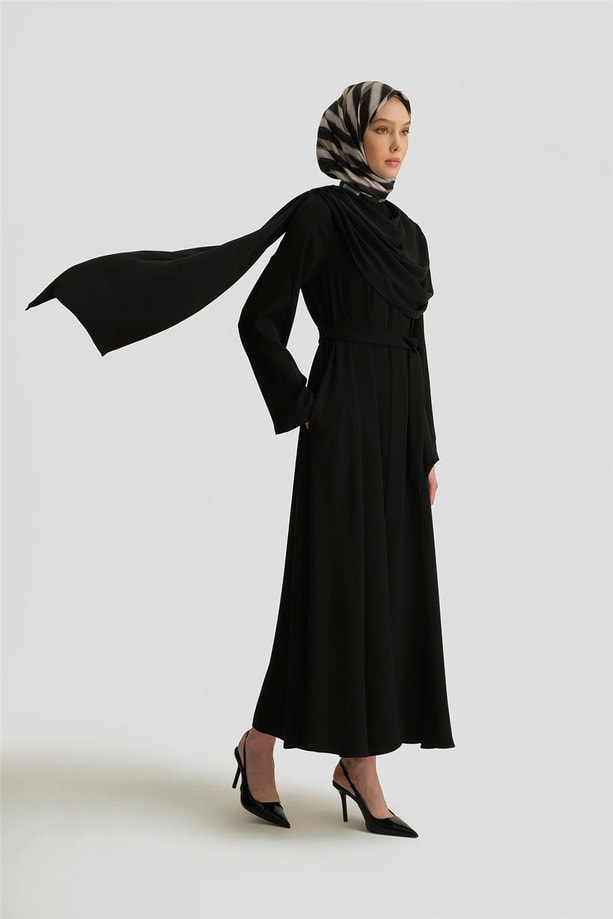 Armine Şal Detaylı Ferace 25Y8304 Siyah