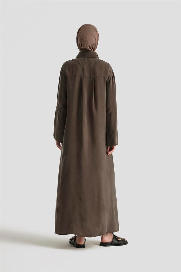 Armine Çift Manşetli Ferace 25Y8306 Kakao