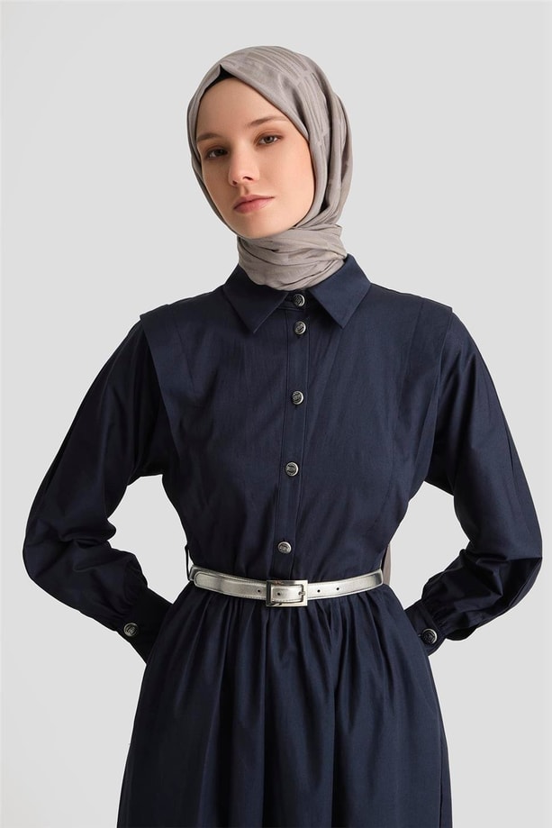 Armine Omuz Allerli Pamuk Elbise 25Y9002 Lacivert