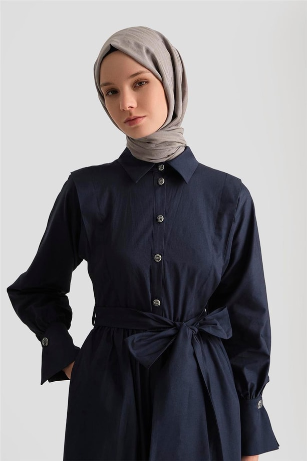Armine Omuz Allerli Pamuk Elbise 25Y9002 Lacivert