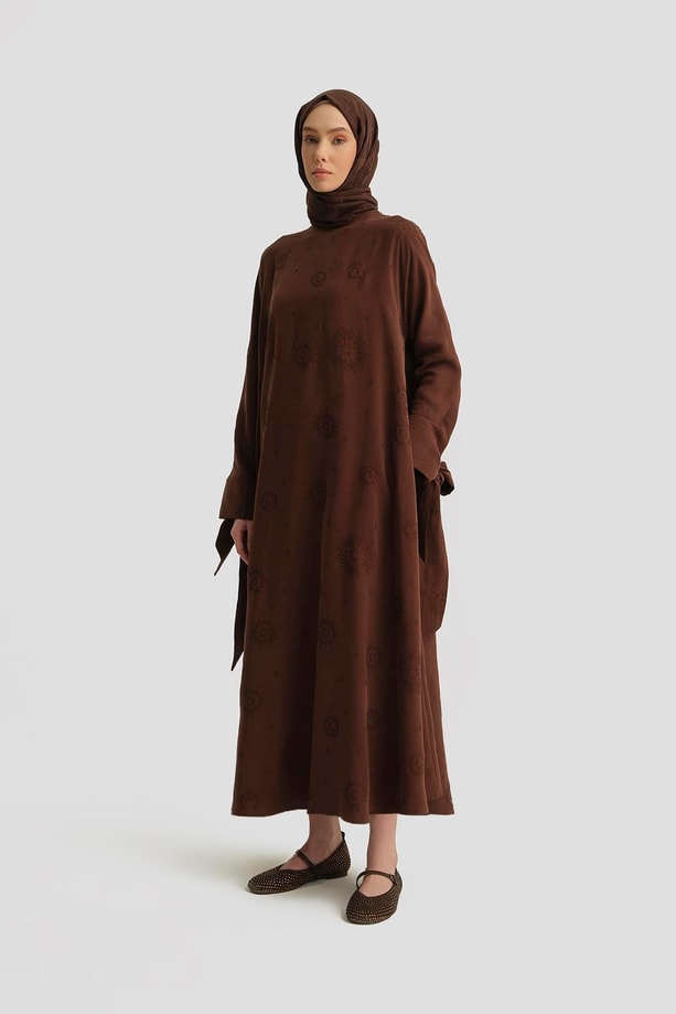 Armine Taşlı Elbise 25Y9014 Açık Kahve