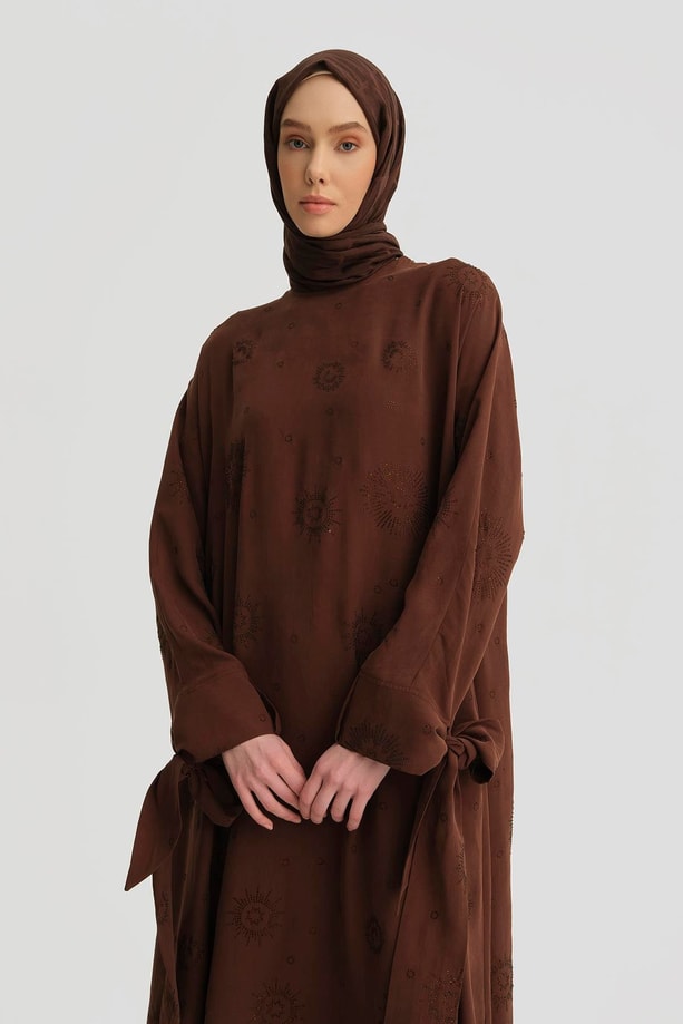 Armine Taşlı Elbise 25Y9014 Açık Kahve