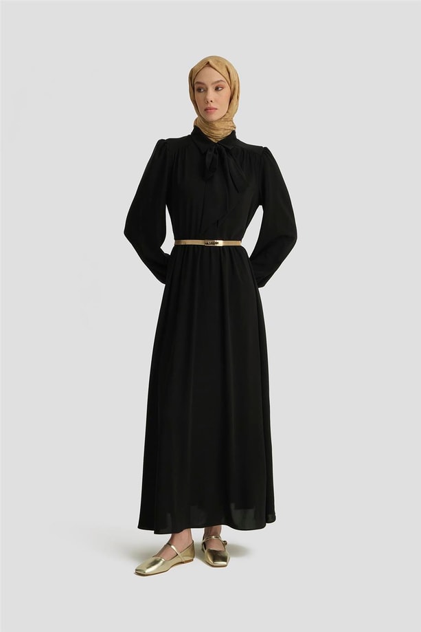 Armine Seyyar Yaka Kurdeleli Elise 25Y9016 Siyah