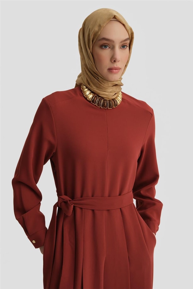 Armine Elbise 25Y9018 Koyu Kırmızı