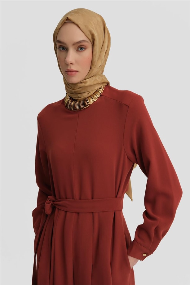 Armine Elbise 25Y9018 Koyu Kırmızı