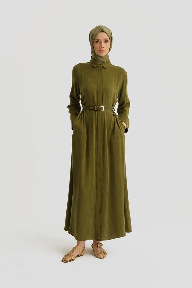 Armine Önü İşlemeli Elbise 259028 Yeşil