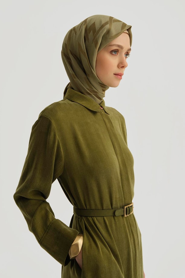 Armine Önü İşlemeli Elbise 259028 Yeşil