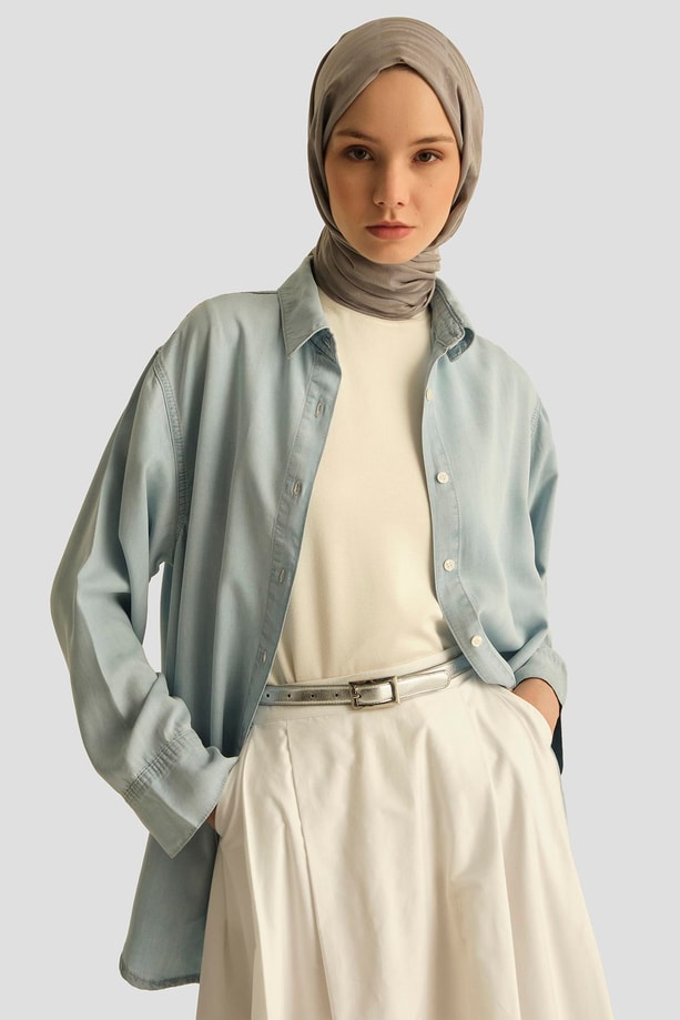 Armine Tencel Gömlek 25YD9112 Mavi