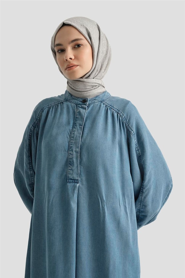 Armine Oversize Tencel Elbise 25YD9142 İndigo